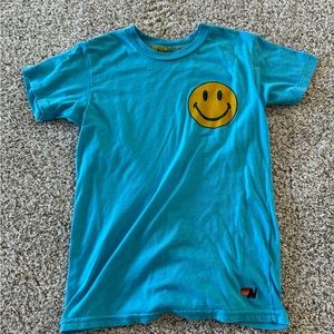 Aviator Nation, Blue Smiley, T-Shirt, Girls 12, Used like new